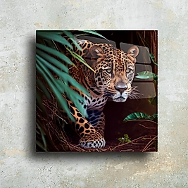 Doğal Yaşam Temalı Cam Tablo - Jaguar Tasarımı | Modern ve Şık Dekorasyon(m30)