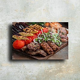 Karışık Izgara Tabağı Cam Tablo - Şık Mutfak Dekoru | Leylaser(m16)