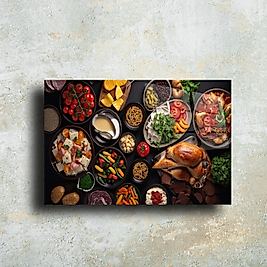 Zengin Sofra Cam Tablo - Lüks Mutfak ve Yemek Odası Dekoru | Leylaser(m19)