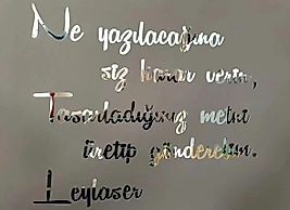 Kişiye Özel İsteğe Göre Aynalı Gümüş Renk Pleksi Yazı, Kendinden Yapışkanlı Aynalı Silver Pleksi Duvar Yazısı