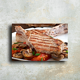 Izgara Et Sunumu Cam Tablo - Şık Mutfak Dekoru | Leylaser(m14)