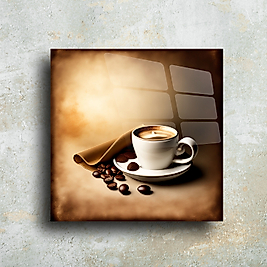 Klasik Kahve Cam Tablo – Zarif ve Sıcak Tasarım | Dekoratif Duvar Sanatı(m24)