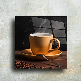 Modern Cam Tablo – Sıcak Kahve Fincanı Tasarımı | Şık Duvar Dekorasyonu(m23)