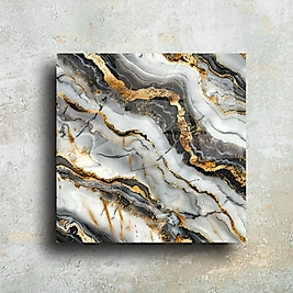 Gold Siyah Mermer Desenli Cam Tablo | Şık Duvar Dekoru | Zarif ve Modern Tasarım(M2)