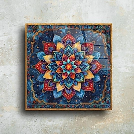 Mandala Tasarımlı Cam Tablo - Dekoratif ve Eşsiz Sanat Eseri(m77)