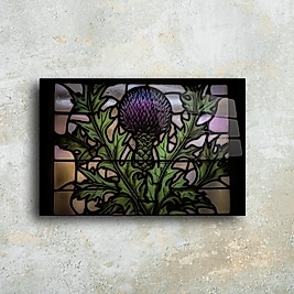 Dekoratif İskoç Çiçeği Cam Tablo - Şık ve Özgün Tasarım(m79)