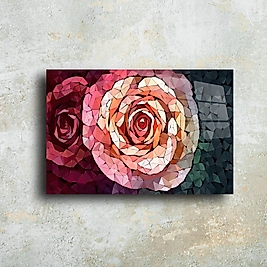 Dekoratif Cam Tablo - Mozaik Desenli Gül Tasarımı | Modern Duvar Dekoru(m95)