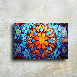 El Yapımı Renkli Cam Tablo - Modern Mozaik Desenli Duvar Dekorasyonu(m112)