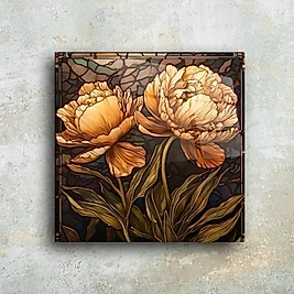 Şık Çiçek Desenli Cam Tablo | Zarif Dekorasyon Seçenekleri(m50)