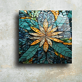 Mozaik Sanat Desenli Cam Tablo | Modern Duvar Dekorasyonu(m75)