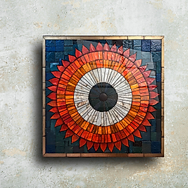 Renkli Mozaik Desenli Göz Şeklinde Cam Tablo - Modern Duvar Dekorasyonu(m68)