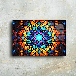 Renkli Cam Tablo | Mozaik Stained Glass Duvar Dekoru | Şık ve Zarif Cam Panel Tasarımı(m109)