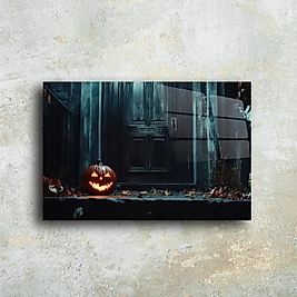 Korku Temalı Cam Tablo | Kabak ve Gotik Manzara | Halloween Özel Dekorasyon(m37)