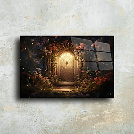 Fantastik Altın Kapı Cam Tablo - Büyüleyici Duvar Dekoru | Şık Ev Dekorasyonu(120)