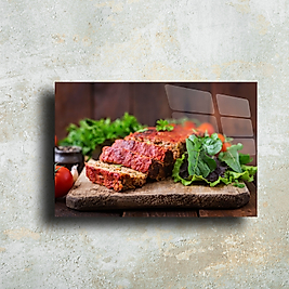 Modern ve Şık Cam Tablo – Lezzetli Et Yemeği Tasarımı | Dekoratif Duvar Sanatı(m20)