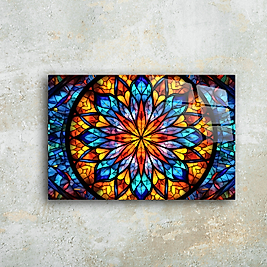 Canlı Renkli Vitray Cam Tablo - Modern Ev Dekorasyonu için Şık Duvar Paneli(m113)