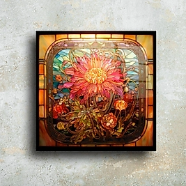 Renkli Mozaik Çiçek Desenli Cam Tablo - Modern Duvar Dekorasyonu(m69)