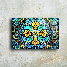 El Yapımı Mozaik Desenli Cam Tablo - Zarif Dekorasyon(m102)