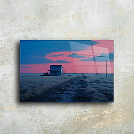 Romantik Gün Batımı Cam Tablo - Modern Dekorasyon için Şık Duvar Sanatı(m31)