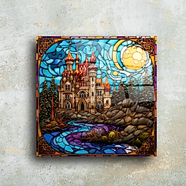 Renkli Kale Temalı Cam Tablo - Dekoratif Duvar Sanatı | Eşsiz Tasarımlar(m91)