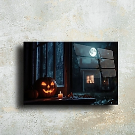 Cadılar Bayramı Temalı Şık Cam Tablo - Karanlık ve Gizemli Tasarım(m36)