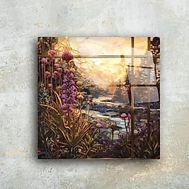 Cam Tablo - Gün Batımı ve Doğanın Renkleri - Modern Duvar Dekoru(m41)