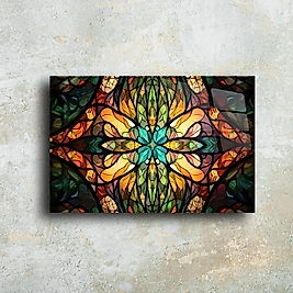 Renkli Mandala Cam Tablo - Modern Duvar Dekoru(m116)