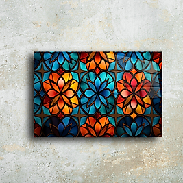 El Yapımı Renkli Mozaik Cam Tablo - Modern ve Şık Duvar Dekoru(m106)