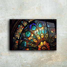 Renkli Gotik Vitray Cam Tablo | El Yapımı Dekoratif Sanat Eseri(m99)