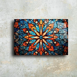 Cam Tablo | Mandala Desenli Şık Dekoratif Sanat Eseri(m110)