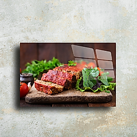 Et ve Salata Sunumu Cam Tablo | Şık Duvar Dekoru | Lezzet ve Estetiğin Buluşması(m9)