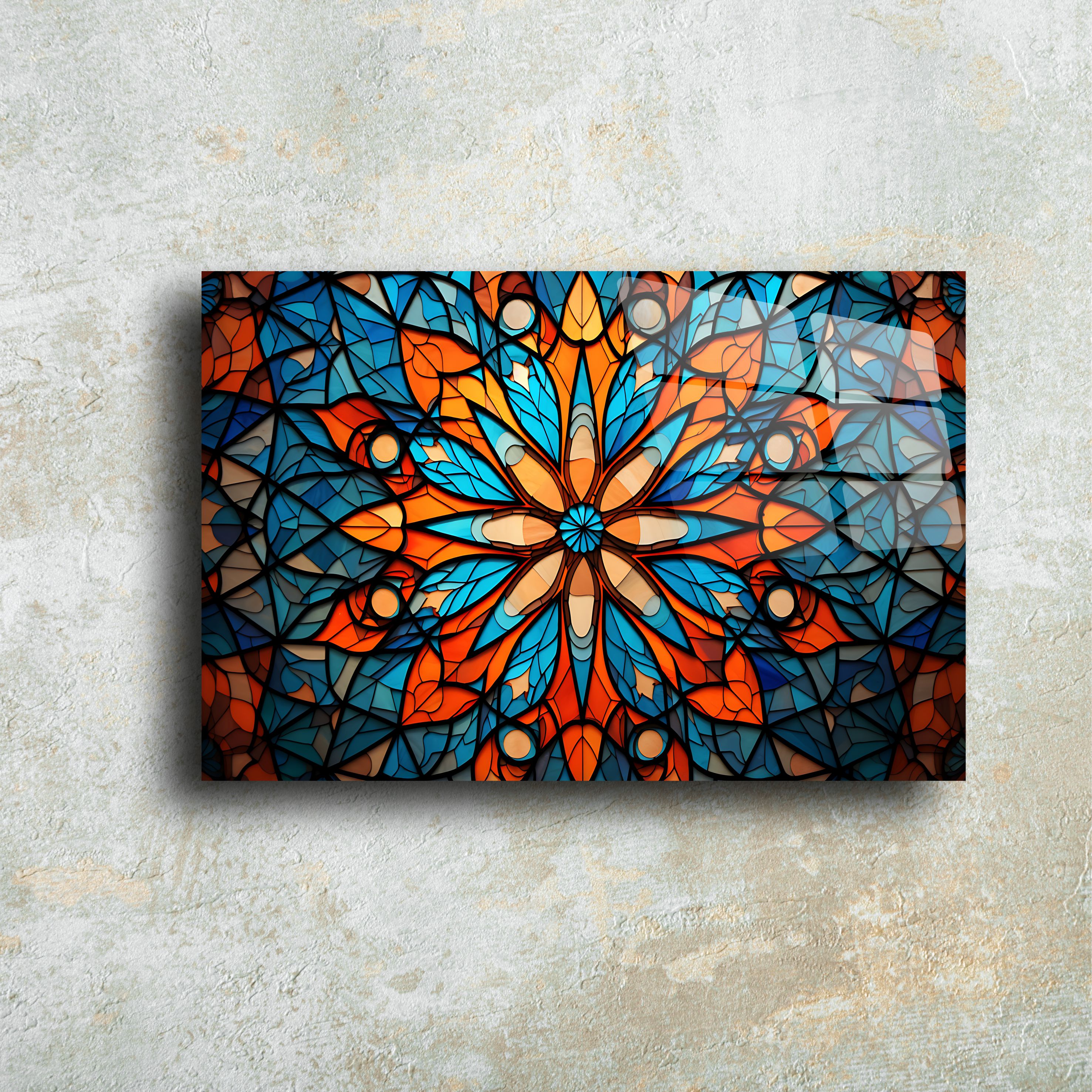 Cam Tablo | Mandala Desenli Şık Dekoratif Sanat Eseri(m110)