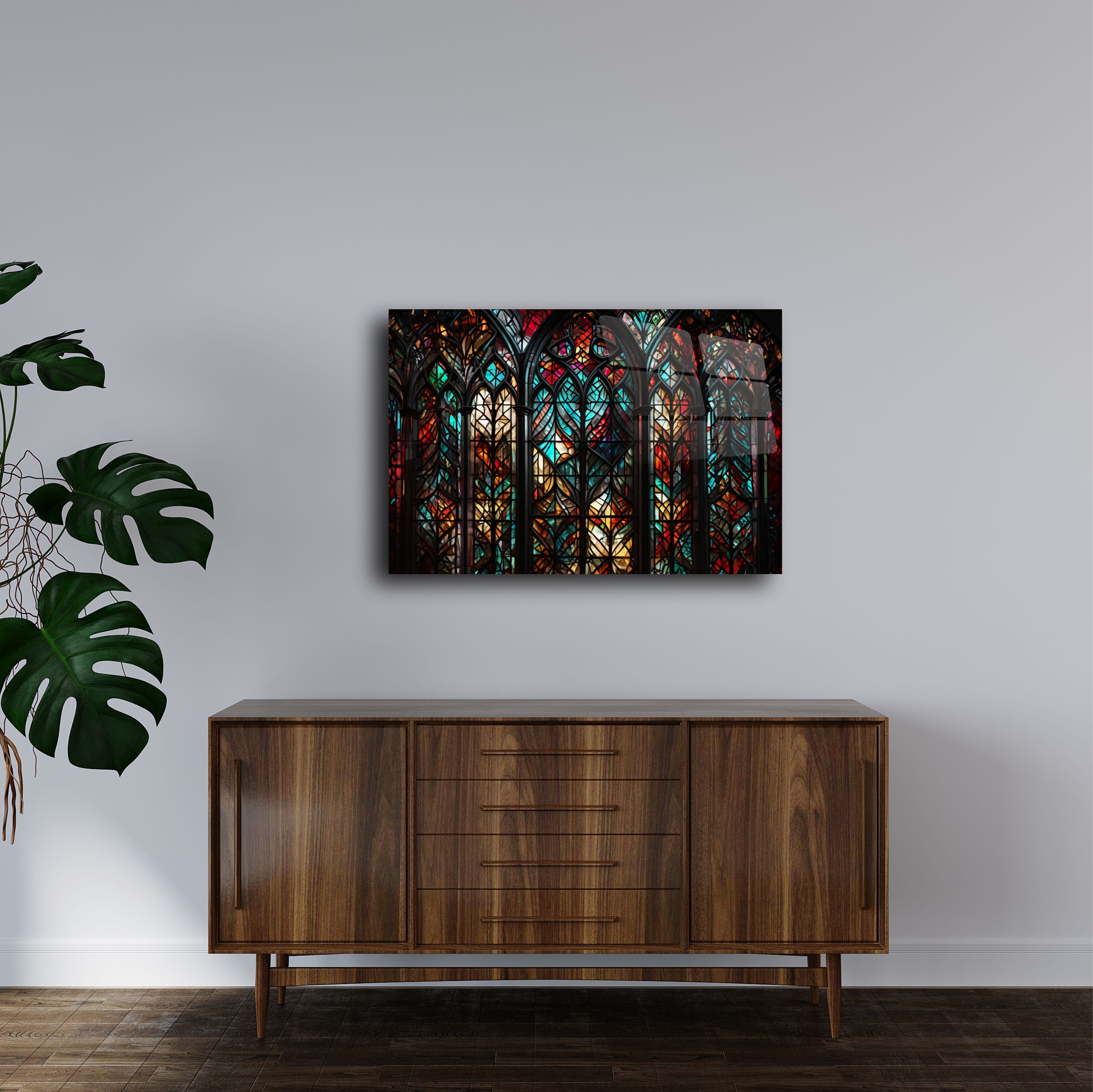 Modern Renkli Vitray Cam Tablo - Zarif Duvar Dekorasyonu(m115)